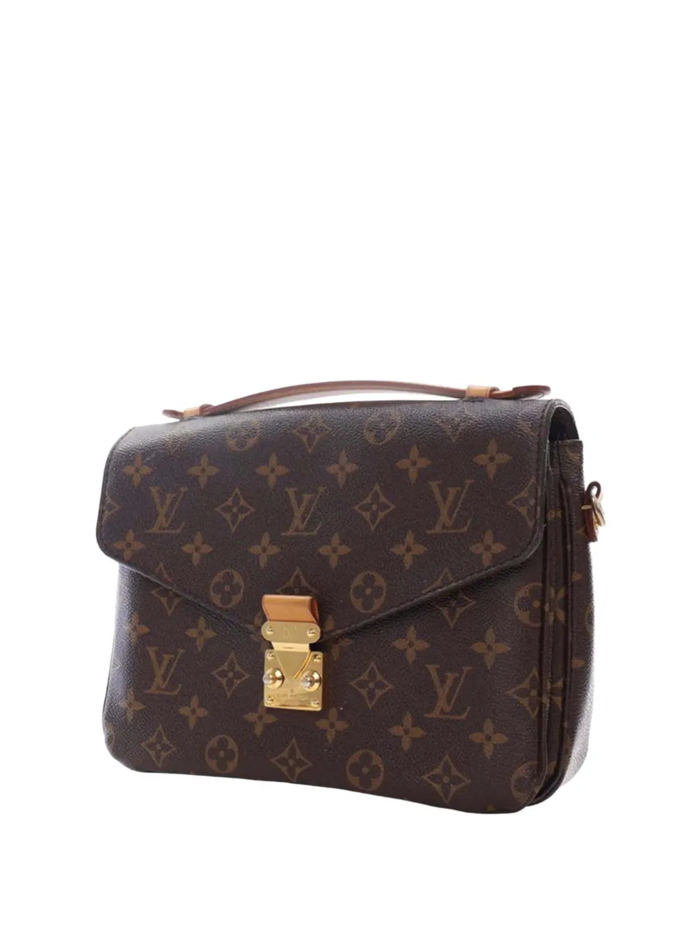 Pre-owned Louis Vuitton 2014 Monogram Pochette Metis Satchel In Brown