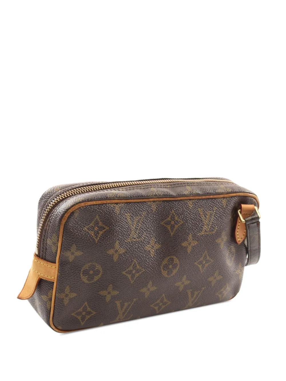 Pre-owned Louis Vuitton 2002 Monogram Pochette Marly Bandouliere Crossbody Bag In Brown