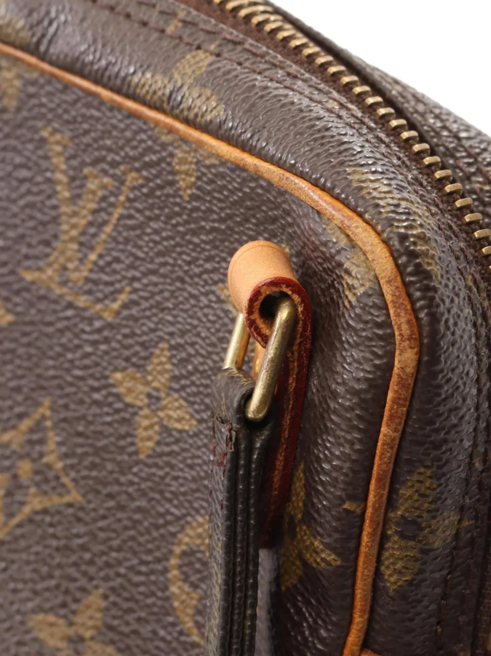 Pre-owned Louis Vuitton 2002 Monogram Pochette Marly Bandouliere Crossbody Bag In Brown