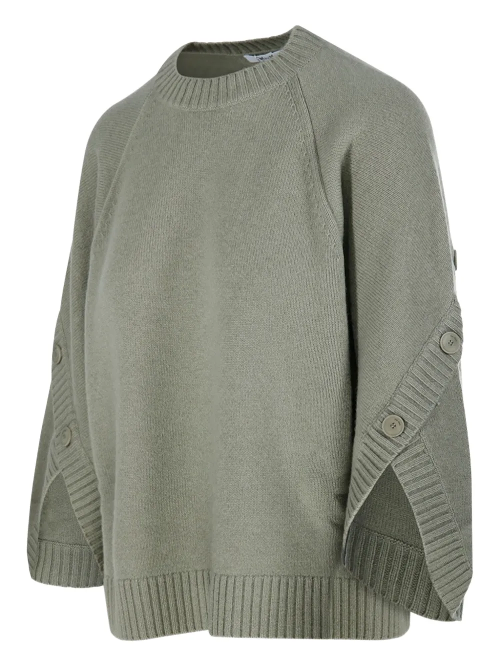 Max Mara Trui met ballonmouwen en knoopmanchetten Groen