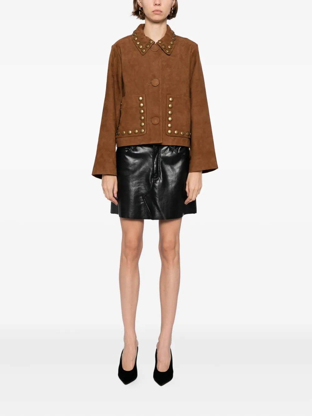 Cynthia Rowley Suède jack met studs Bruin