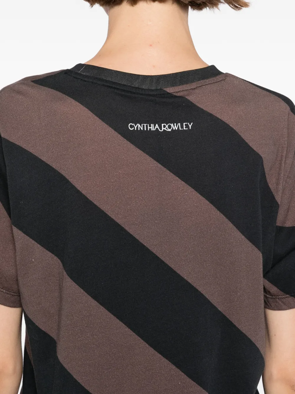 Cynthia Rowley Katoenen T-shirt met diagonale streep Zwart