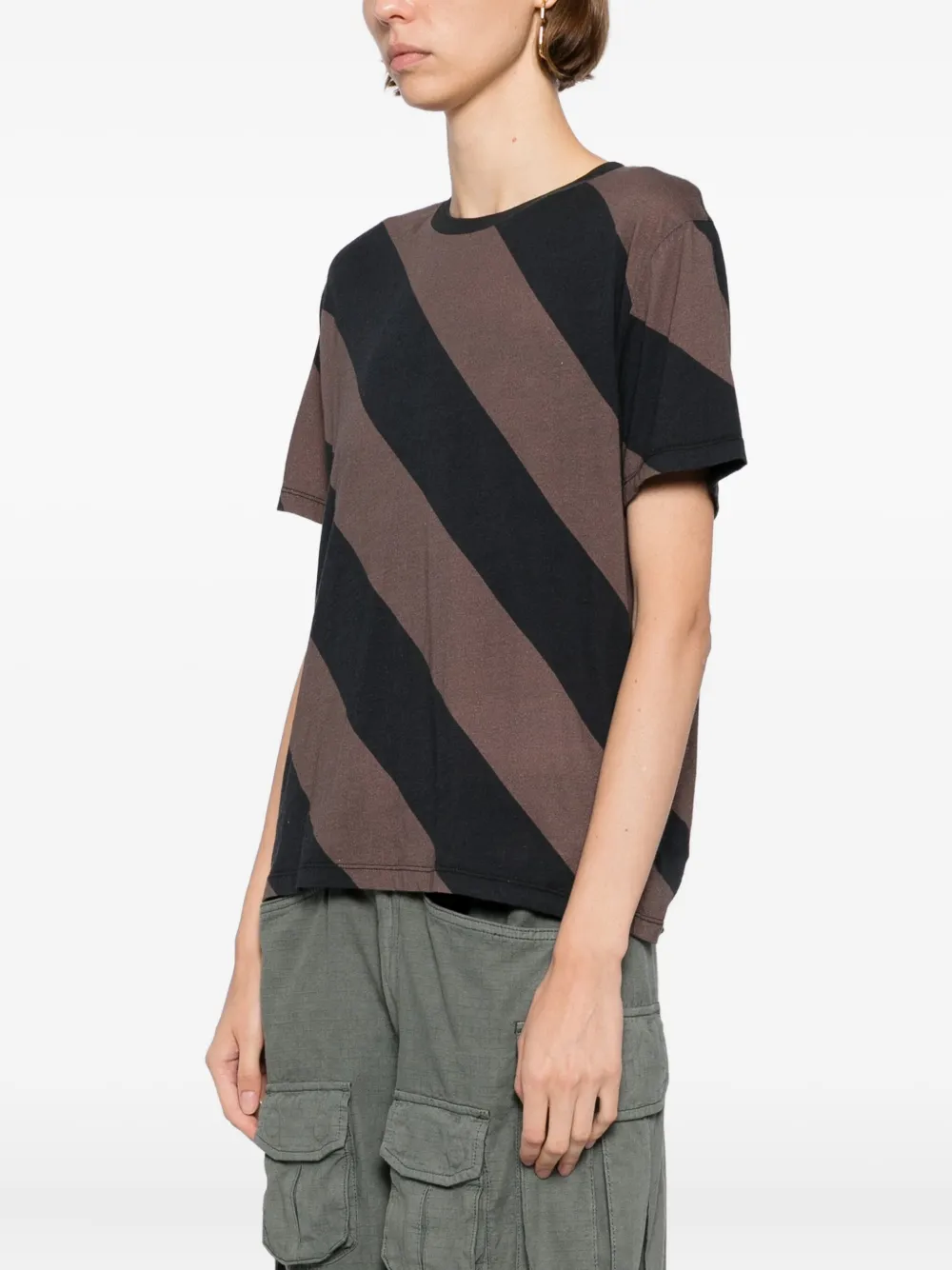 Cynthia Rowley Katoenen T-shirt met diagonale streep Zwart