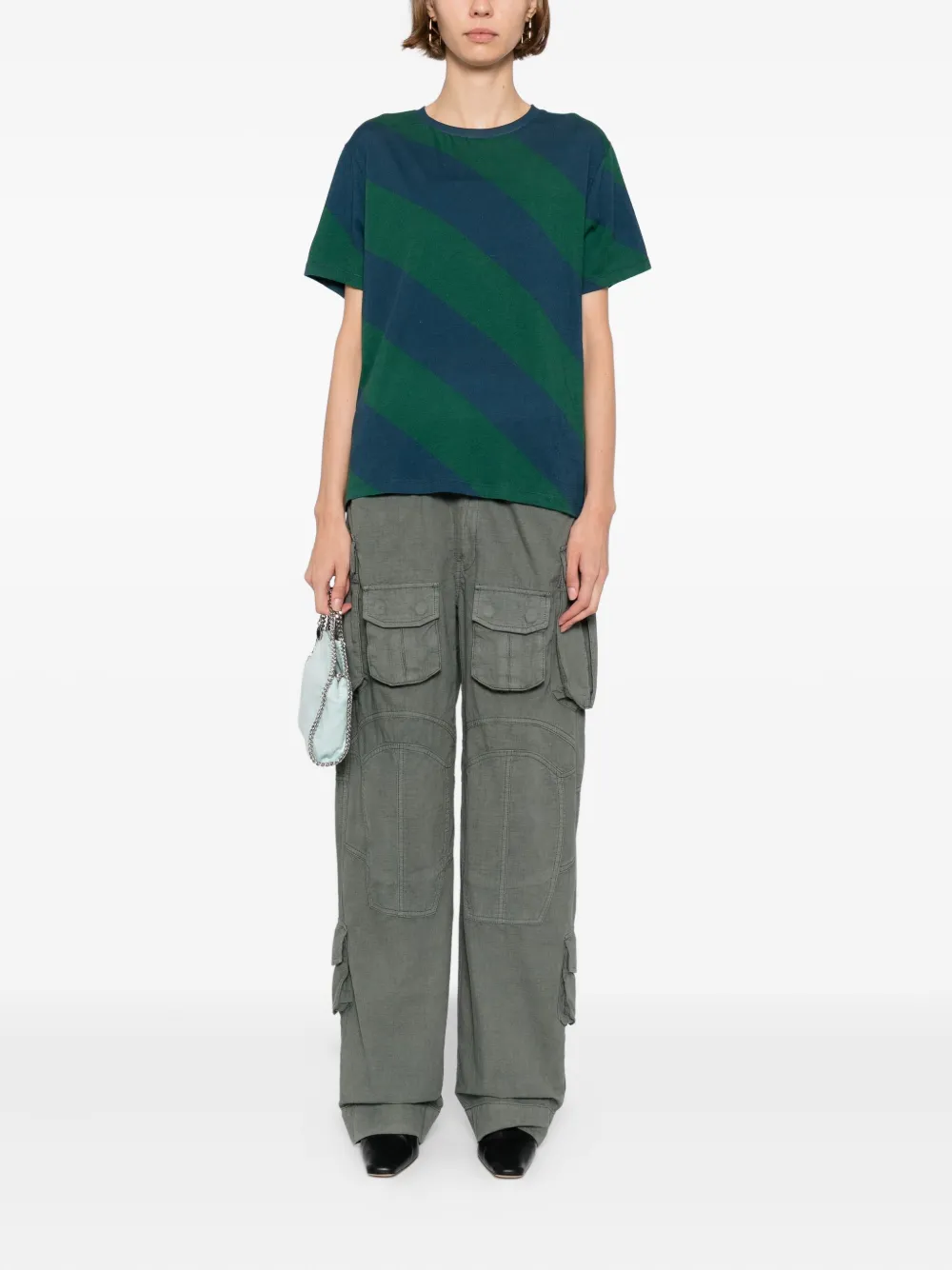 Cynthia Rowley Drew Striped T-shirt In Green