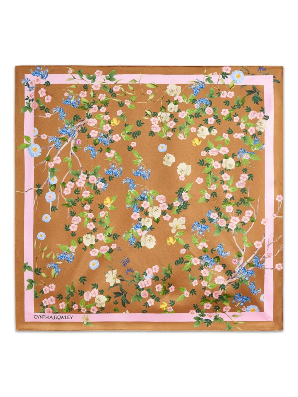 Cynthia Rowley Foulard in seta a fiori - Marrone