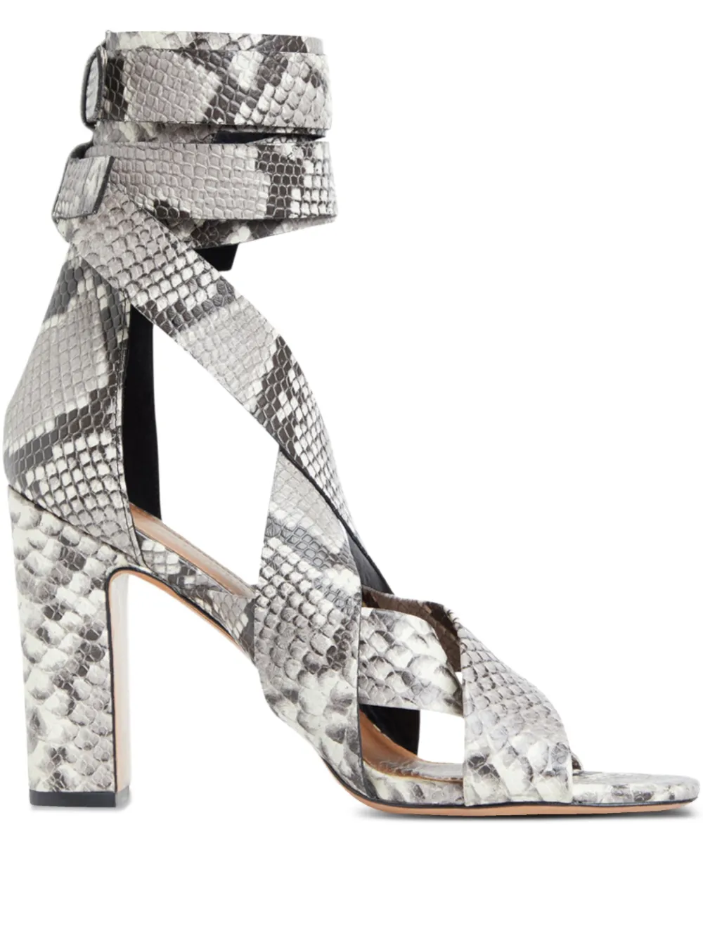 Cynthia Rowley 100mm Cece snakeskin wrap-around heeled sandals | White | Image 1