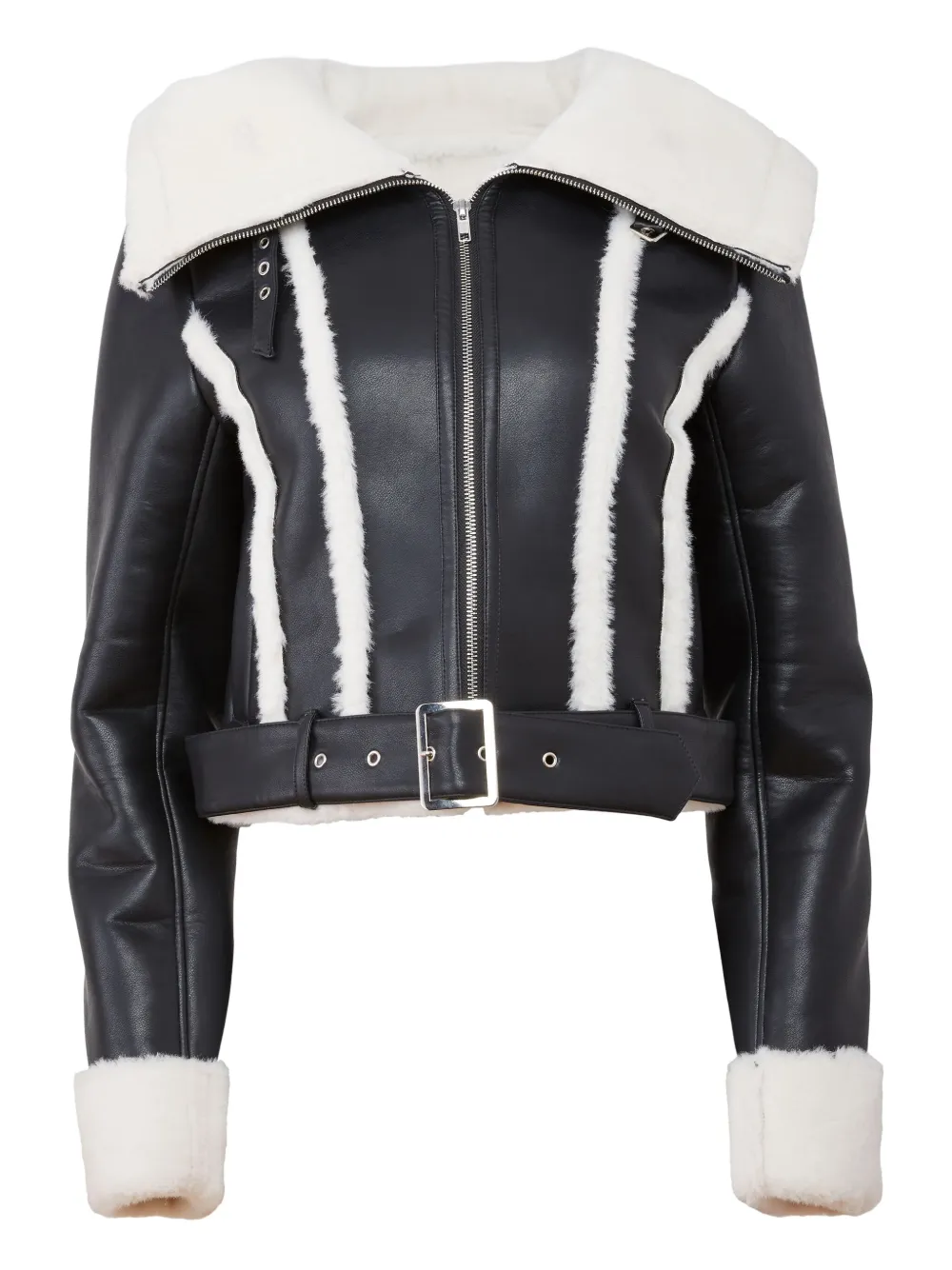 Fleur Du Mal Faux-fur Collar Belted Jacket In Multi