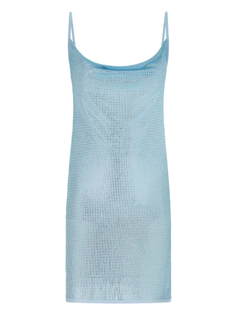 David Koma cowl-neck rhinestone mini dress