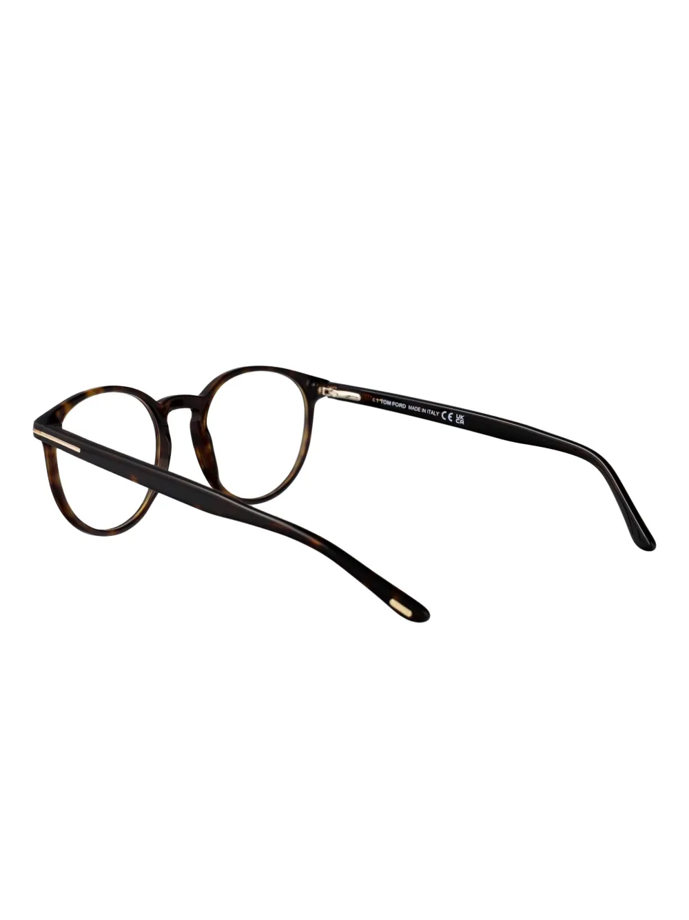 TOM FORD Eyewear Bril met rond montuur en schildpadschild design Bruin
