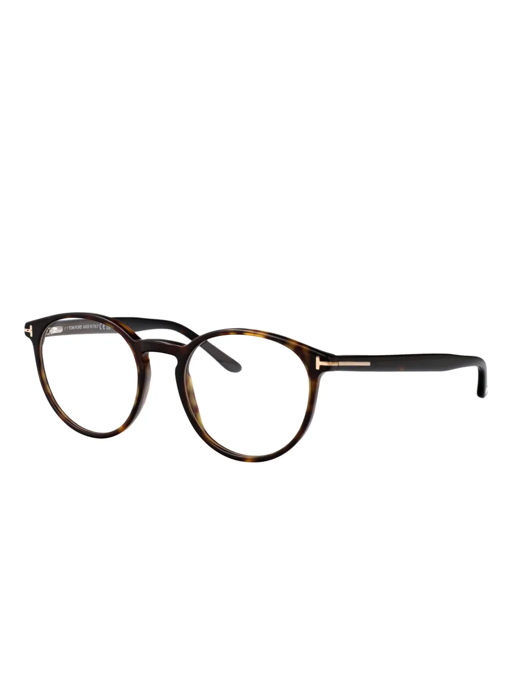 TOM FORD Eyewear Bril met rond montuur en schildpadschild design Bruin