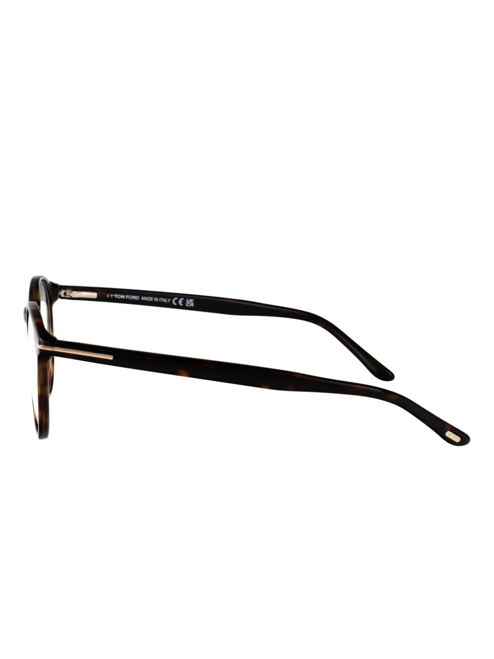 TOM FORD Eyewear Bril met rond montuur en schildpadschild design Bruin