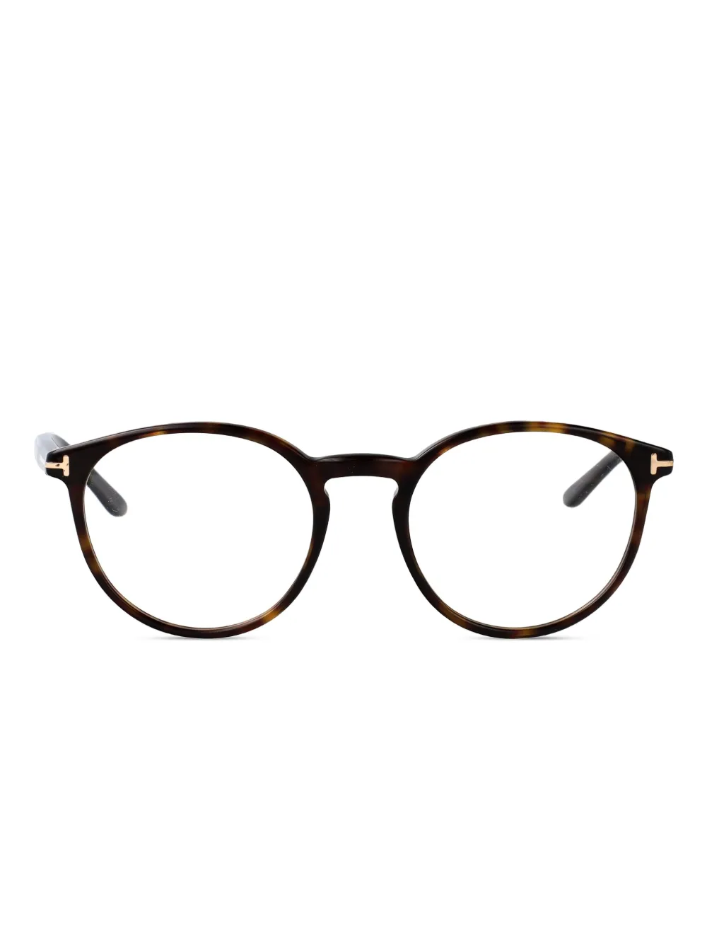 TOM FORD Eyewear Bril met rond montuur en schildpadschild design Bruin