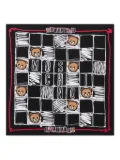 Moschino teddy bear-print check scarf - Black