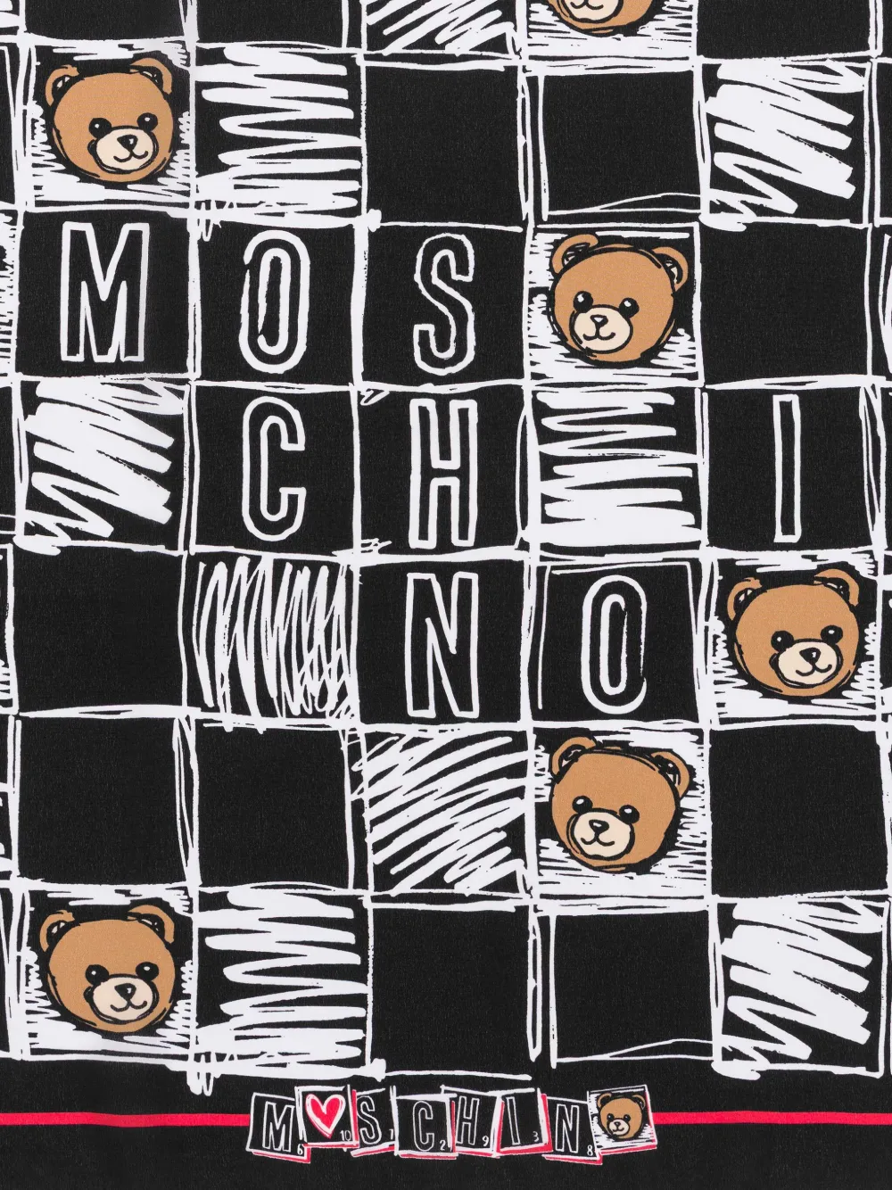 Moschino Sjaal met teddybeerprint - Zwart