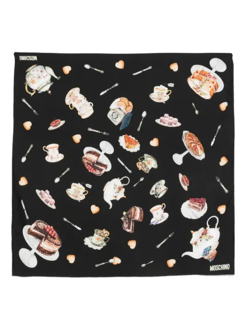 Moschino Tea Time-print silk scarf