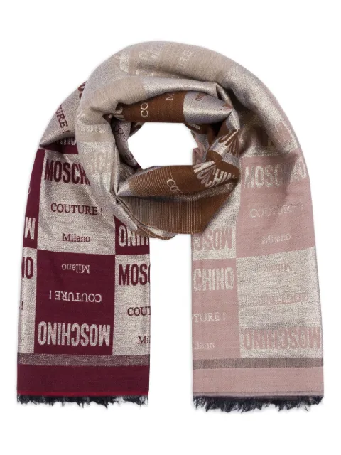 Moschino Echarpe xadrez com logo