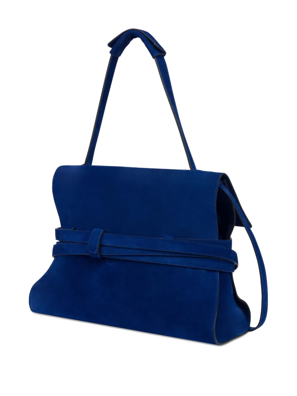Moschino Belted Leather Shoulder Bag In Blue