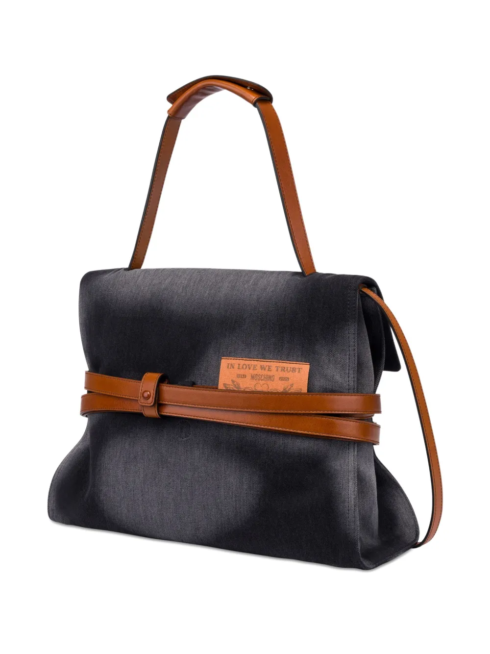 Moschino Denim schoudertas met leren afwerking - Zwart