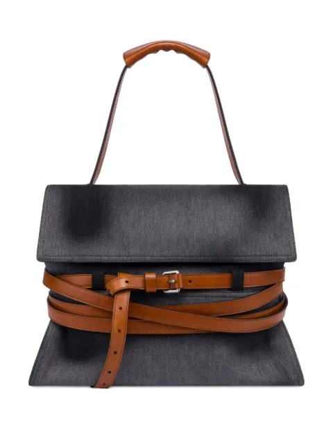 Moschino leather-trimmed denim shoulder bag