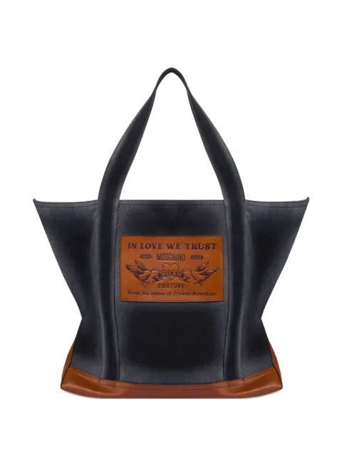 Moschino logo-patch tote bag
