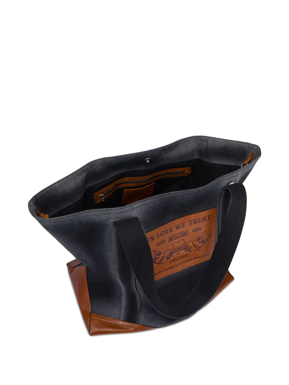 Moschino Shopper met logopatch Zwart