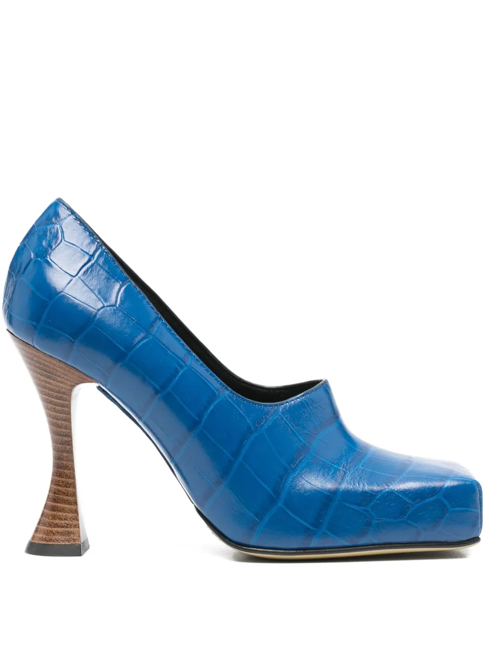 Moschino 100 mm pumps met krokodillen-reliëf Blauw
