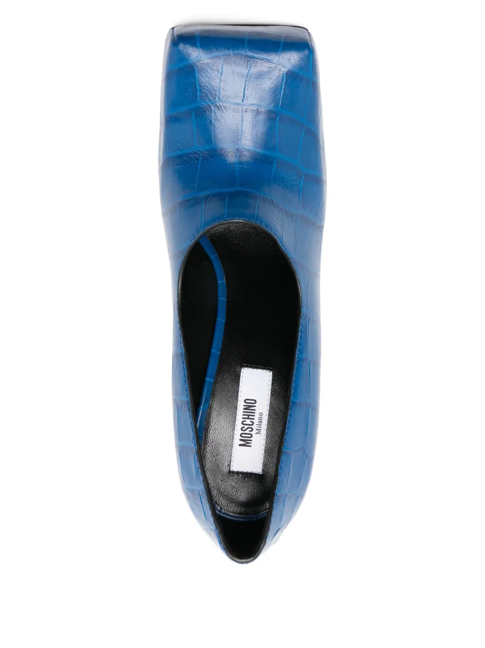 Moschino 100 mm pumps met krokodillen-reliëf Blauw