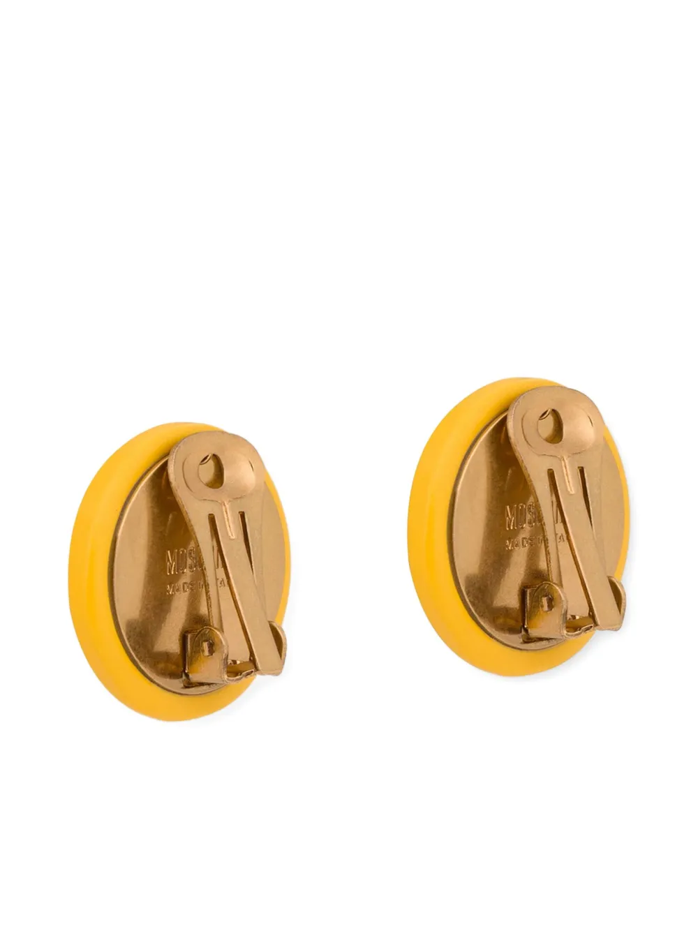 Moschino Round Smiley Face Earrings With Glossy Finish In Gold