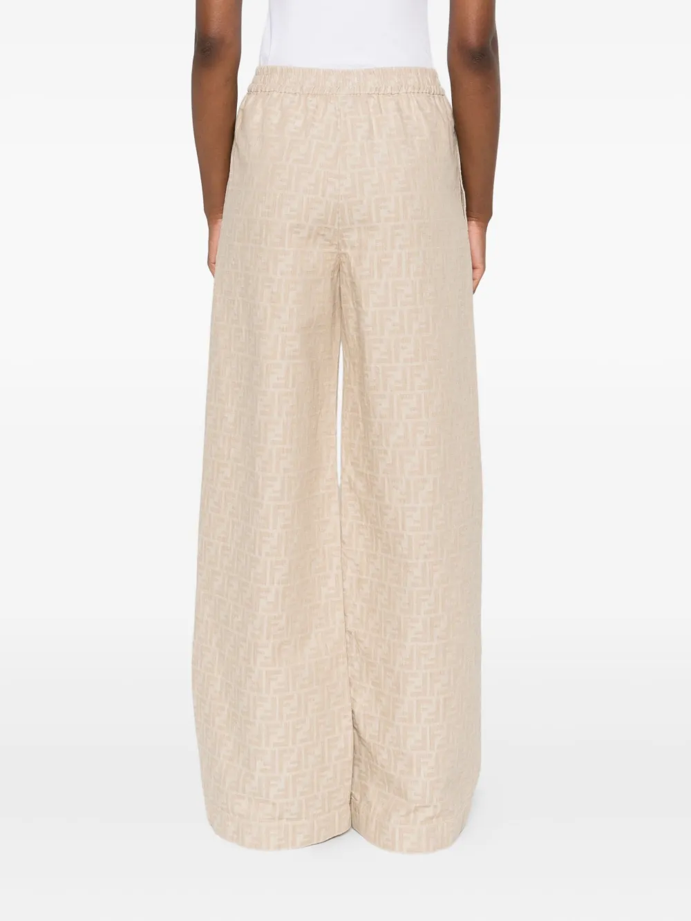 FENDI Broek met elastische taille en FF-jacquard Beige