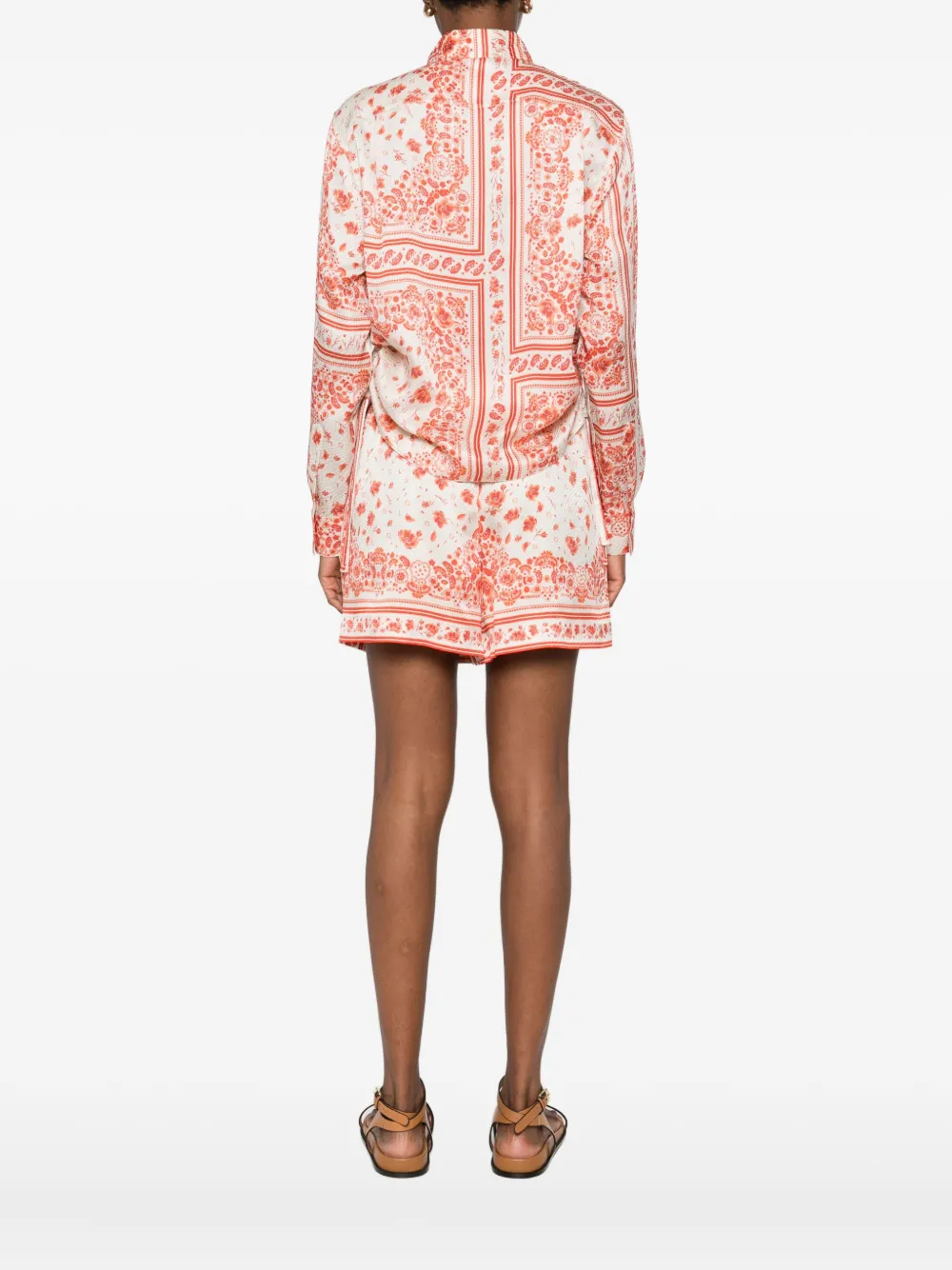 FENDI Zijden overhemd met bloemenprint Beige
