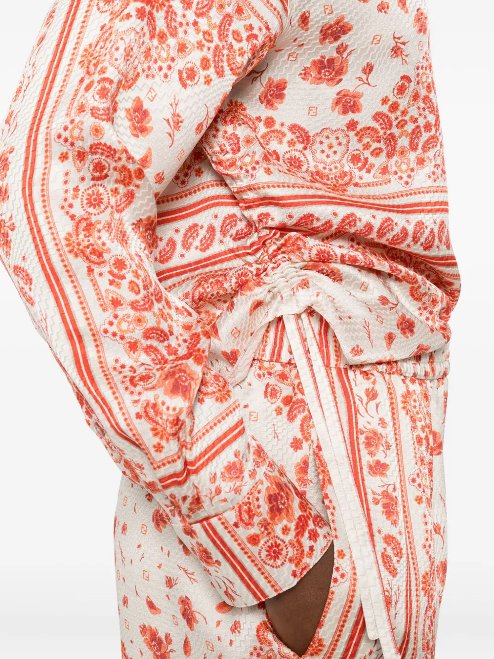 FENDI Zijden overhemd met bloemenprint Beige