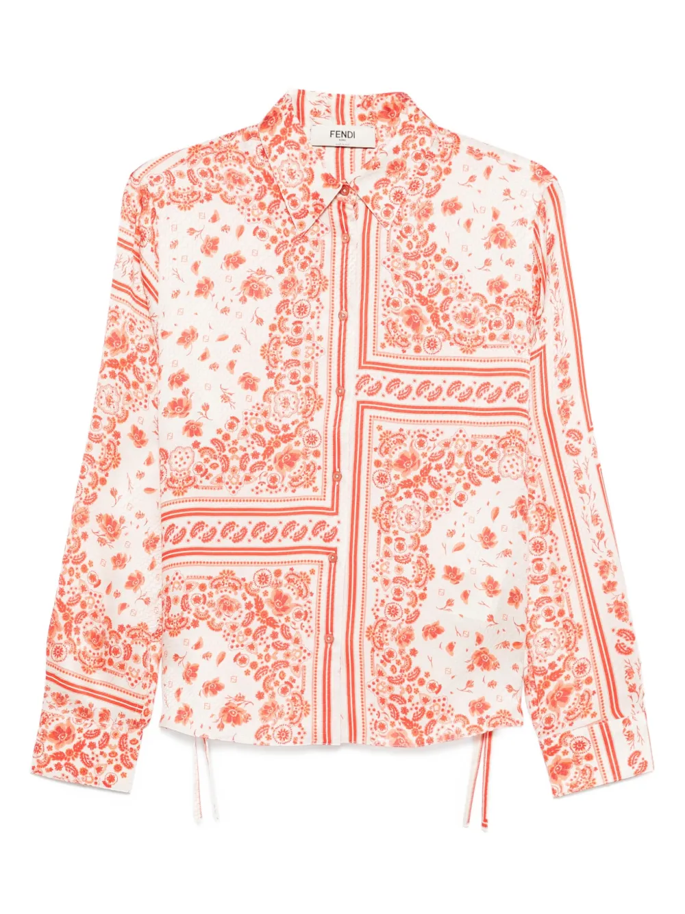 FENDI Zijden overhemd met bloemenprint Beige