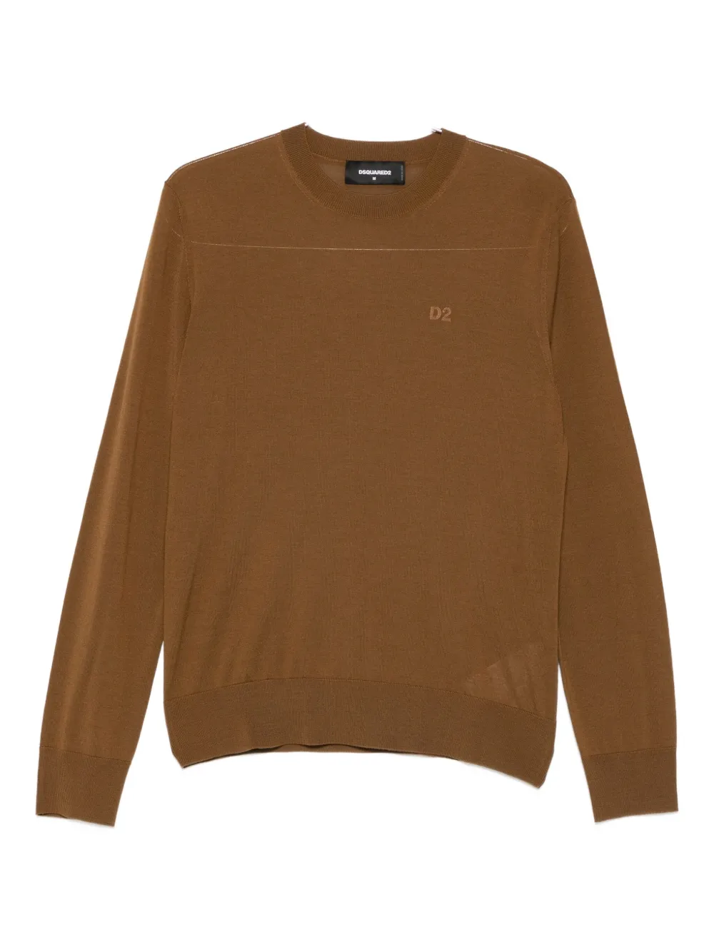 Dsquared2 D2 Logo-embroidered Wool Top In Brown