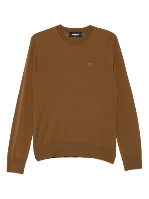 DSQUARED2 D2 logo-embroidered wool top