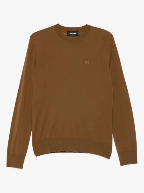 DSQUARED2 D2 logo-embroidered wool top