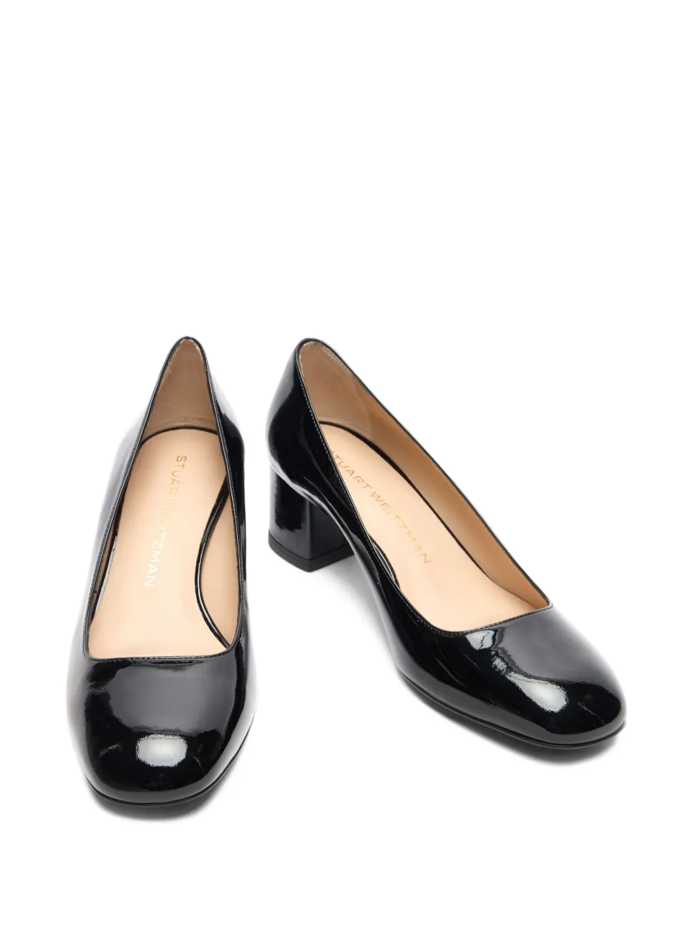 Stuart Weitzman 50mm Maeve 50 patent leather block-heel pumps Black