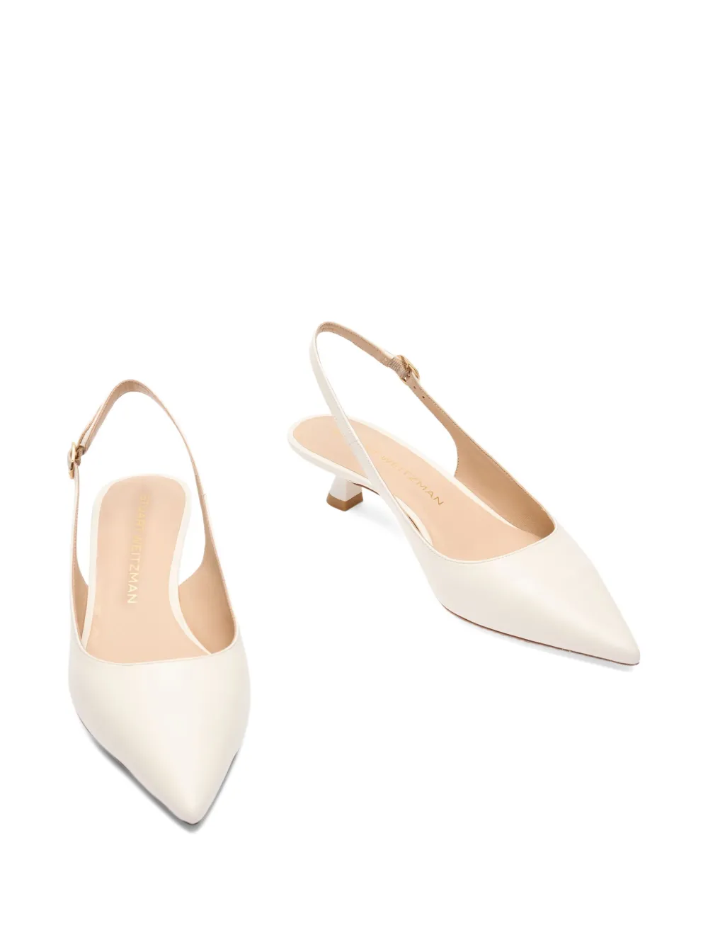 Stuart Weitzman 35mm Stuart Sculpt slingback pointed-toe pumps Neutrals