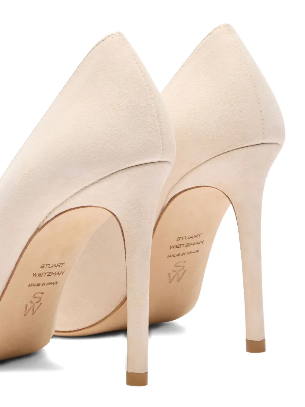 Stuart Weitzman pointed-toe suede pumps Beige