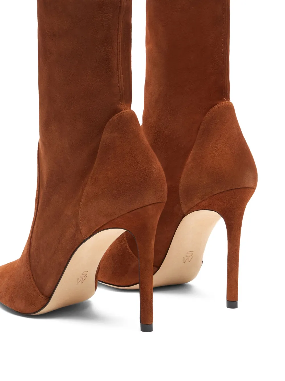 Stuart Weitzman 100MM pointed-toe sock boots Brown