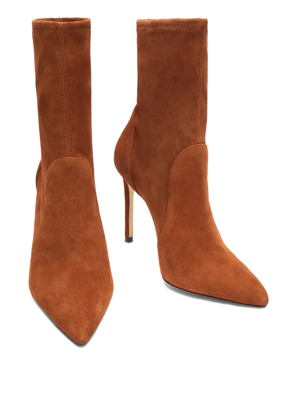 Stuart Weitzman 100MM pointed-toe sock boots Brown
