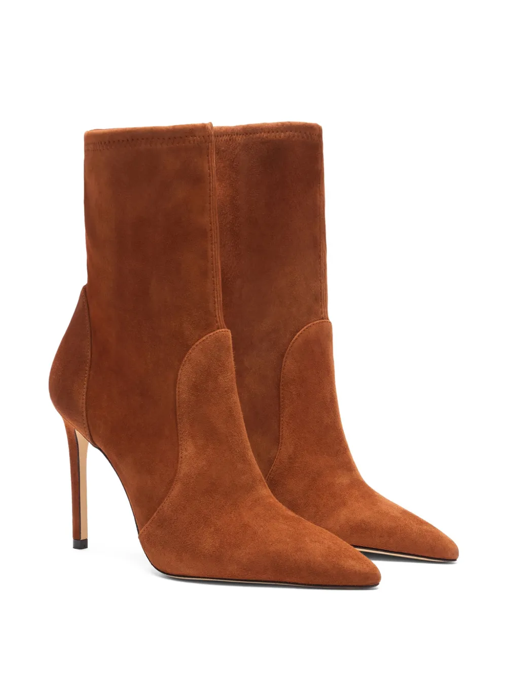 Stuart Weitzman 100MM pointed-toe sock boots Brown
