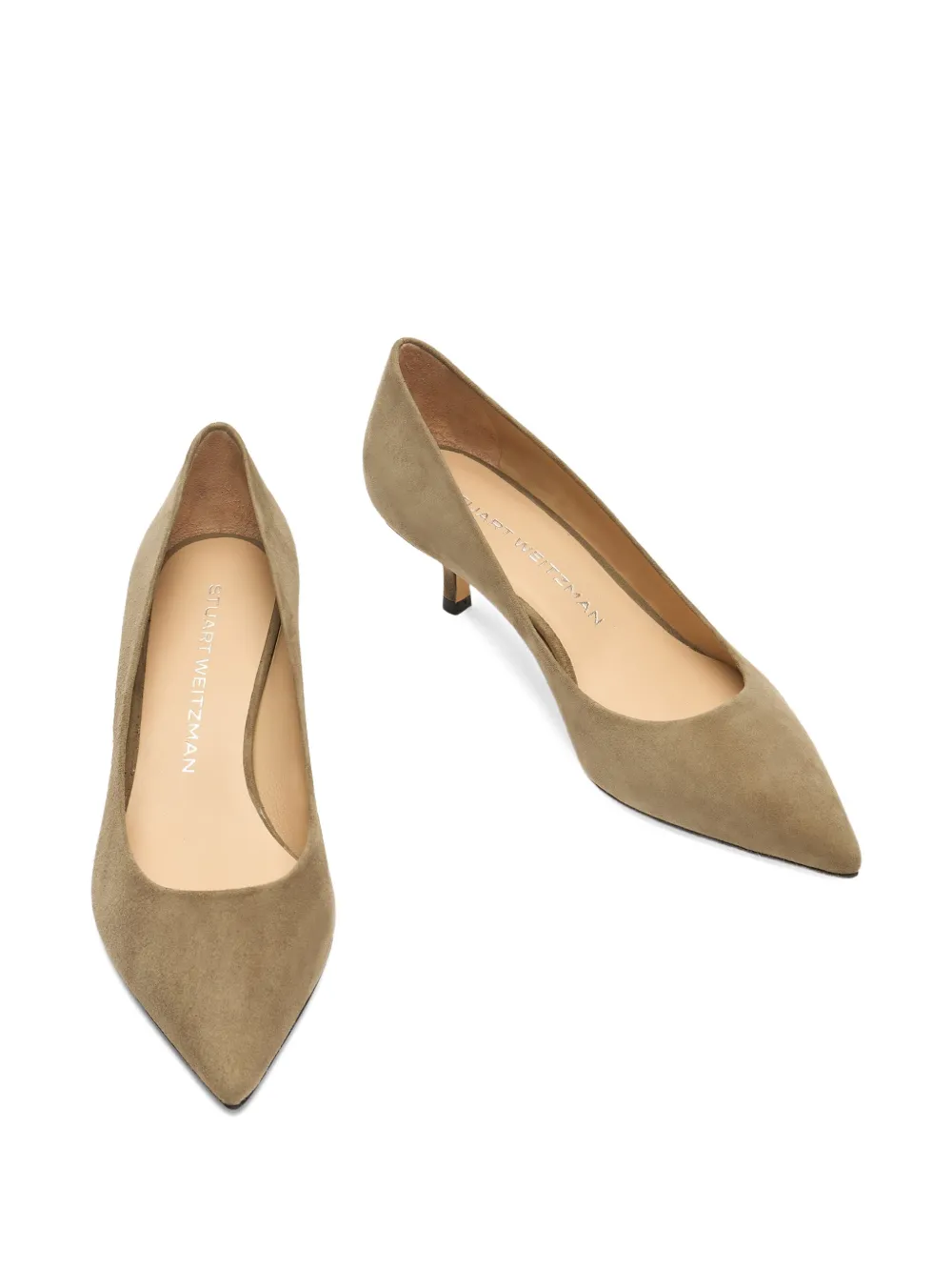 Stuart Weitzman 50mm Stuart Power pointed-toe suede pumps Brown
