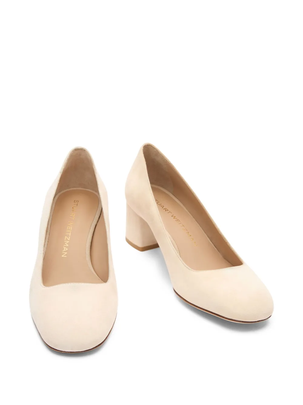 Stuart Weitzman 50mm Maeve 50 block-heel suede pumps Neutrals