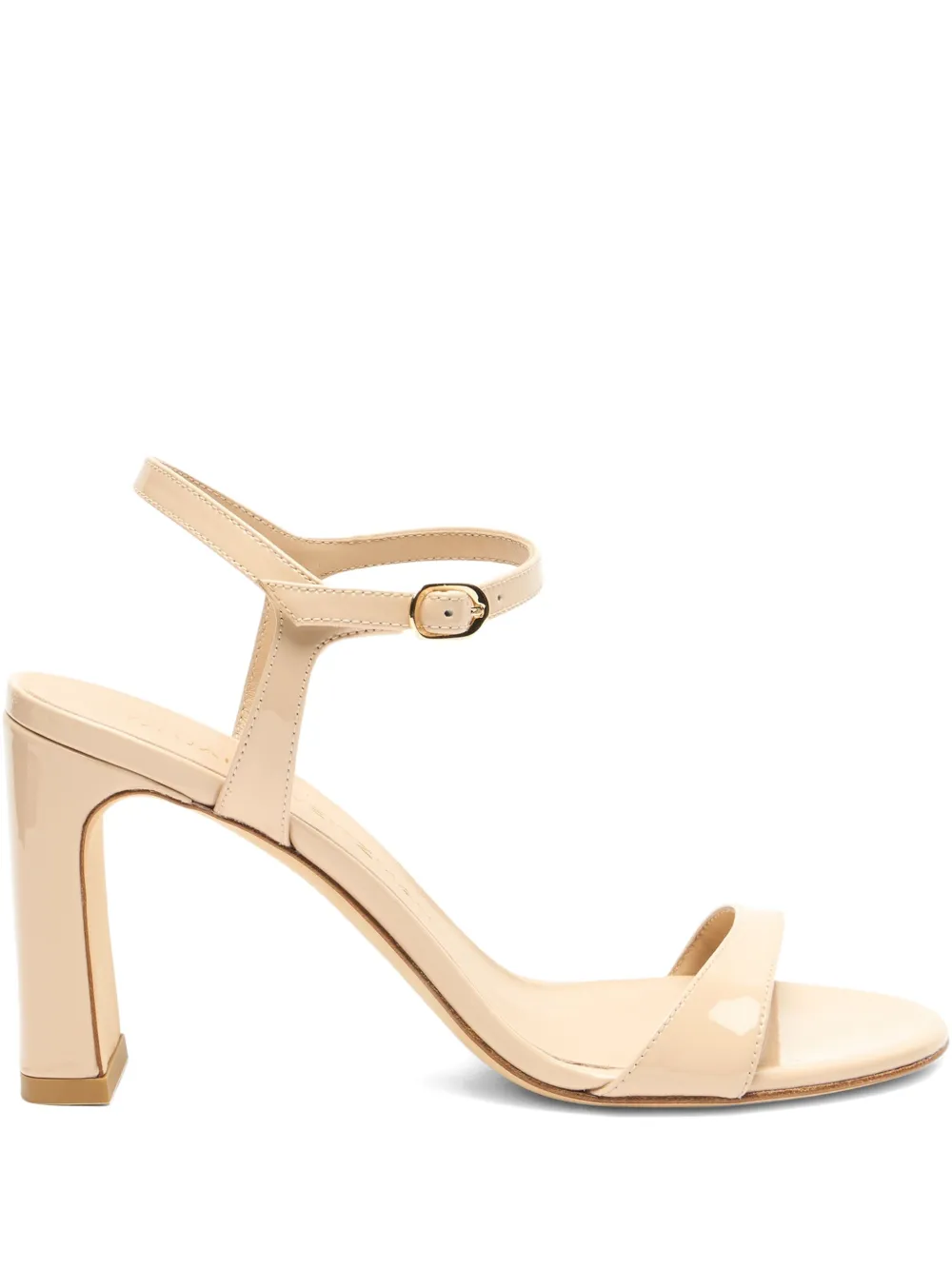 Stuart Weitzman 85mm Babette 85 Patent Leather Ankle-strap Sandals In Neutral