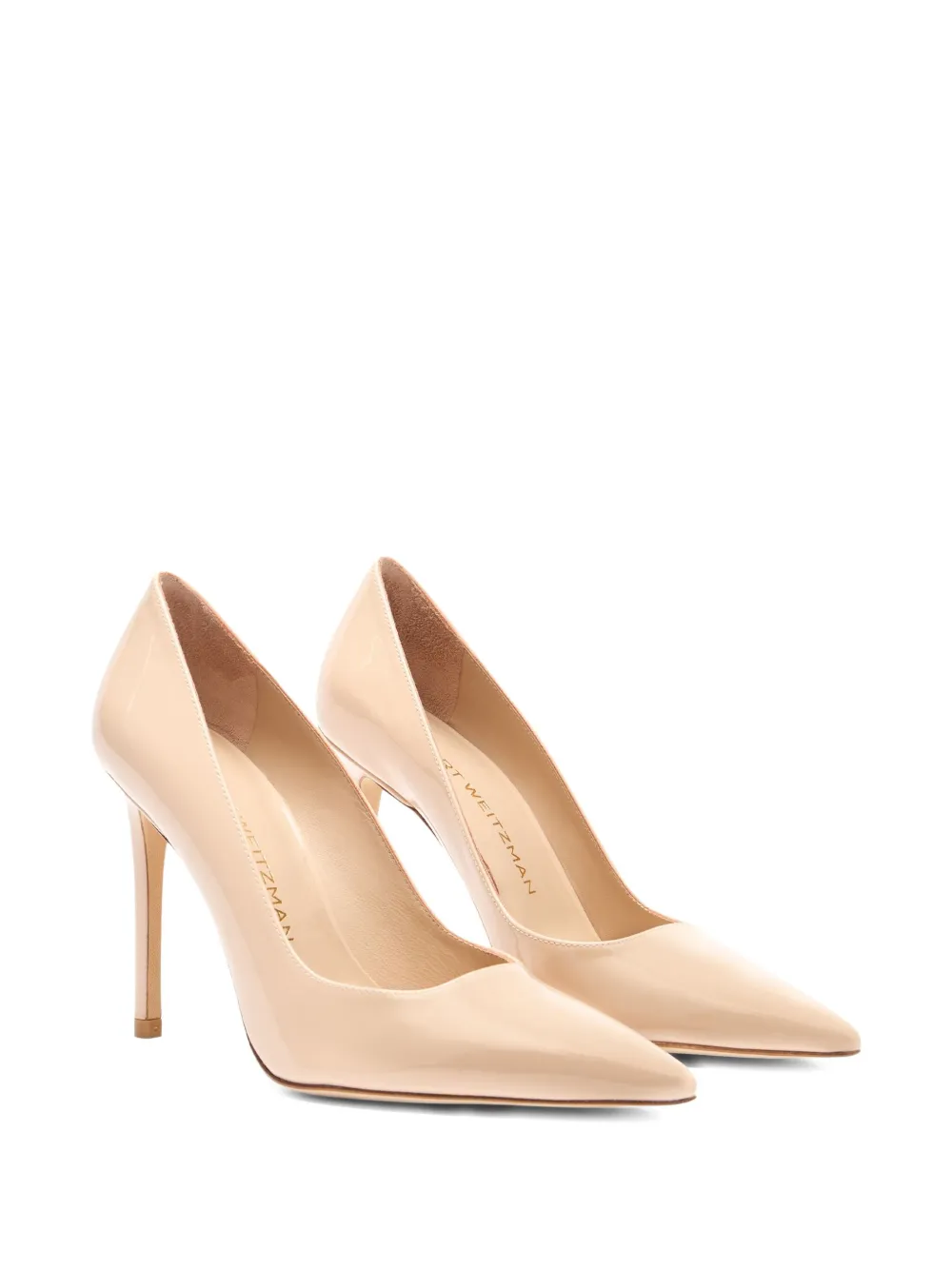 Stuart Weitzman 100mm Stuart power pointed-toe patent pumps Neutrals