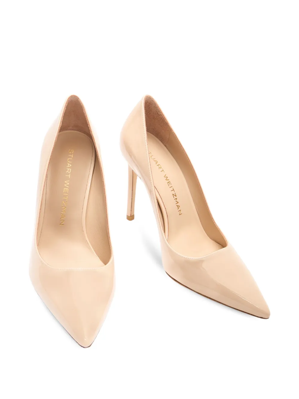 Stuart Weitzman 100mm Stuart power pointed-toe patent pumps Neutrals
