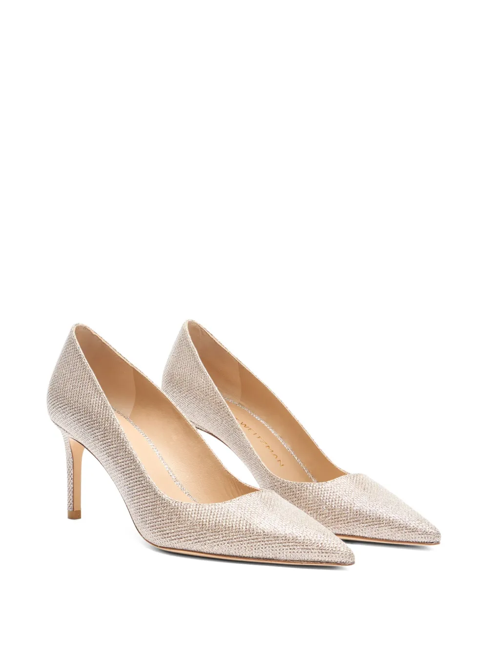 Stuart Weitzman 75mm Stuart Power 75 glitter pointed-toe pumps Neutrals