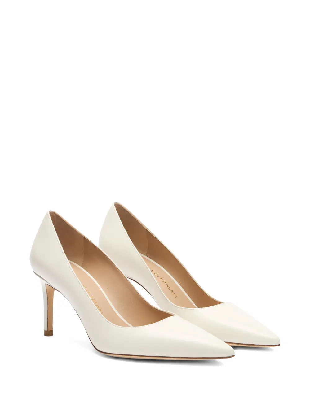 Stuart Weitzman 75mm Stuart Power pointed-toe leather pumps White