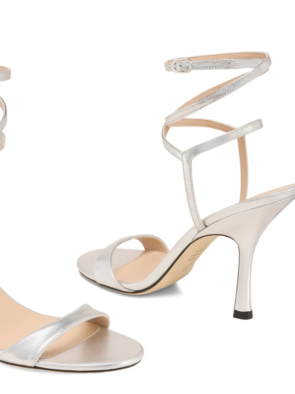 Stuart Weitzman wrap leather sandals Silver
