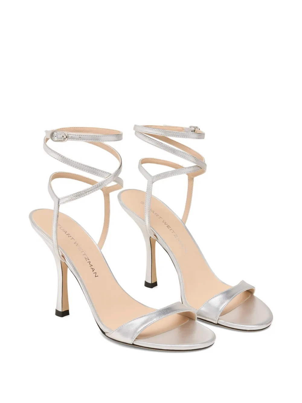 Stuart Weitzman wrap leather sandals Silver